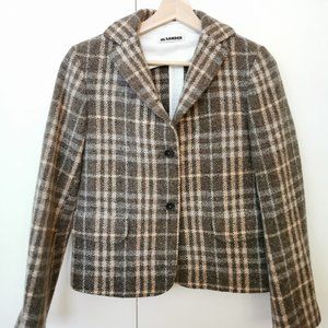 JIL SANDER Wool Plaid Print Blazer